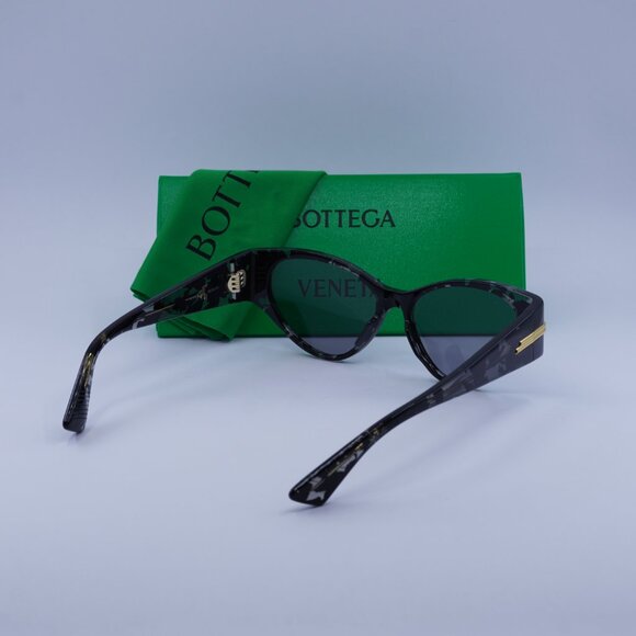Bottega Veneta BV1002S 002 Cat Eye Sunglasses - Black Havana/Grey